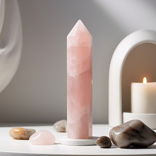 Natural Rose Quartz Tower – Crystal of Love, Harmony, Healing & Positive Energy for Home Decor