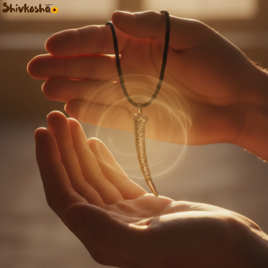 Divine Raksha Kavach Fang Necklace | Ancient Protection Talisman for Aura Shielding & Spiritual Strength