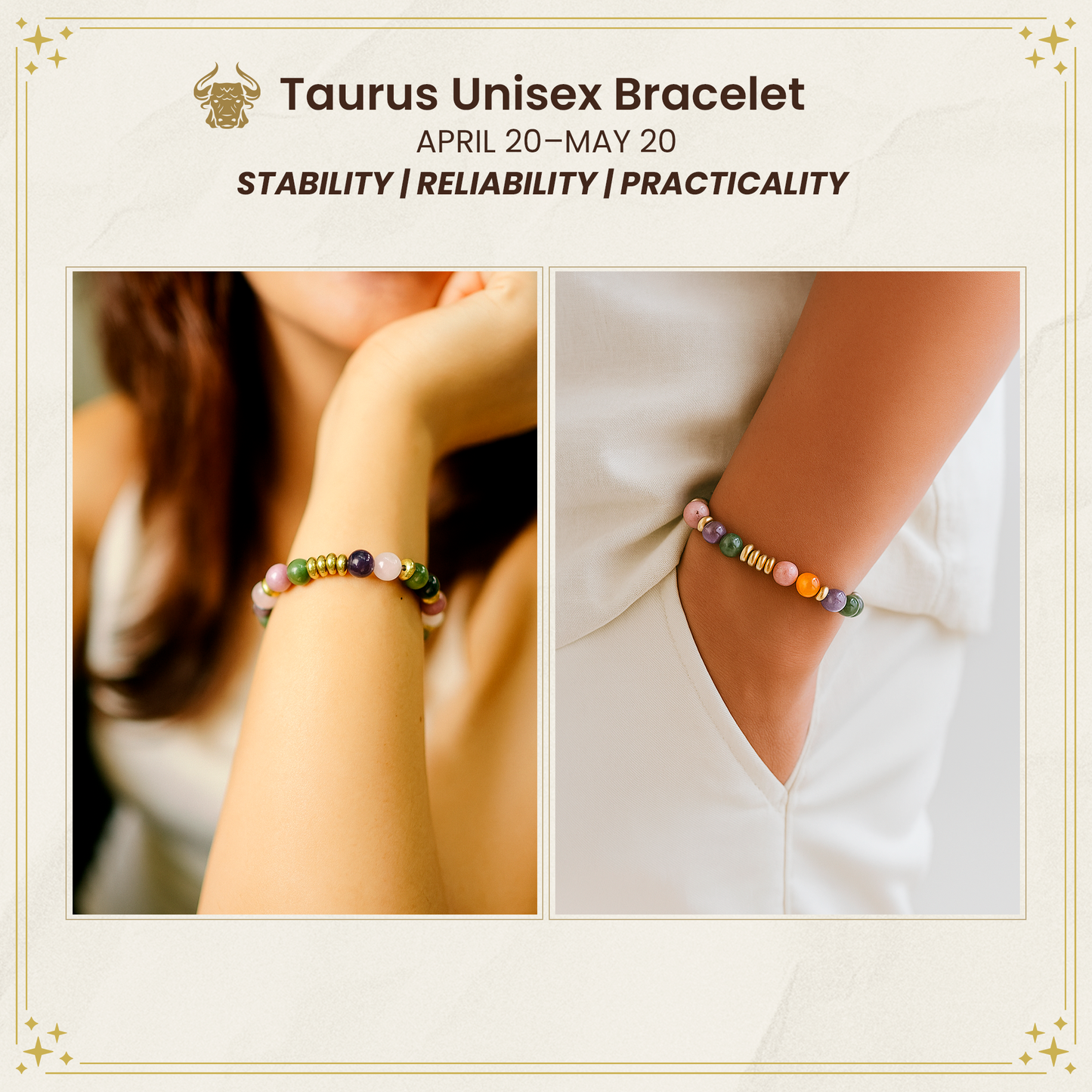 Taurus Zodiac Gemstone Bracelet