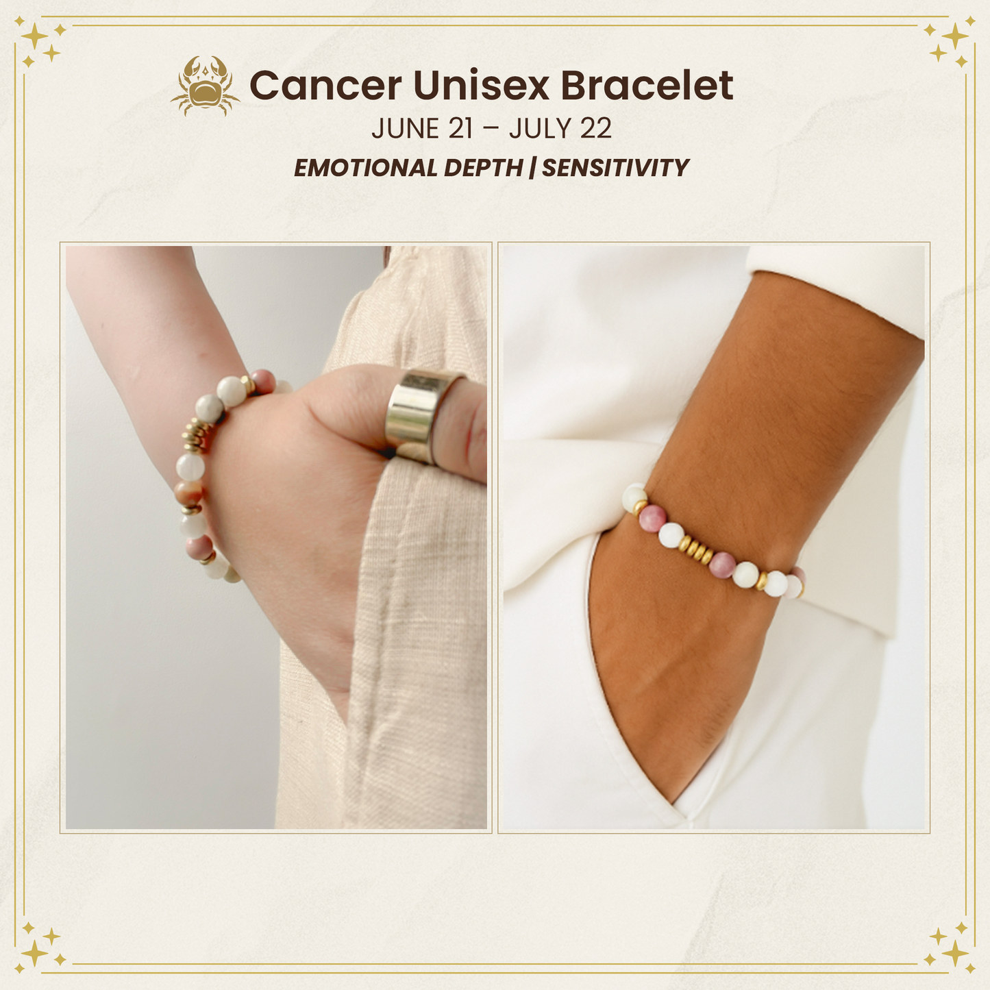 Cancer Zodiac Gemstone Bracelet
