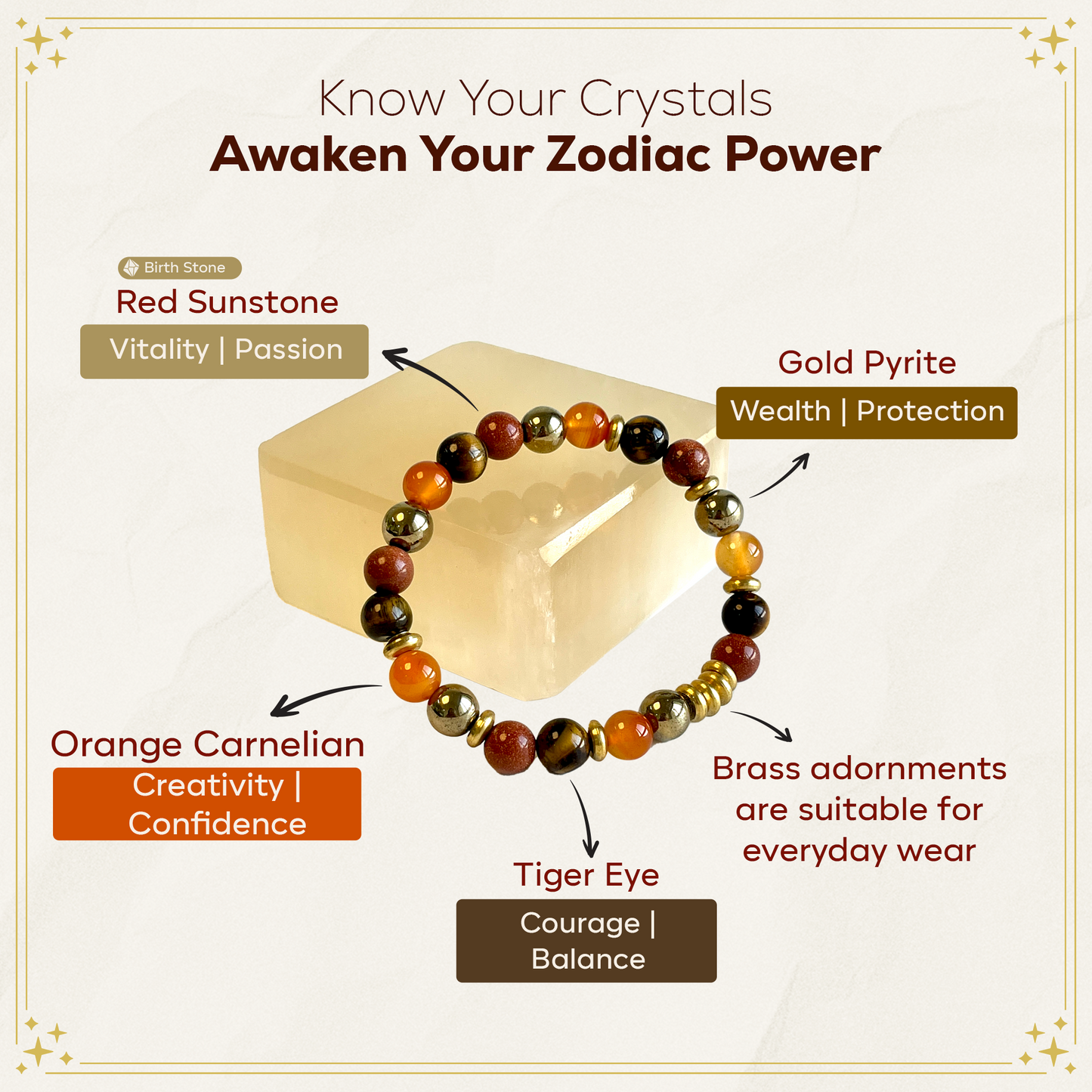 Leo Zodiac Gemstone Bracelet