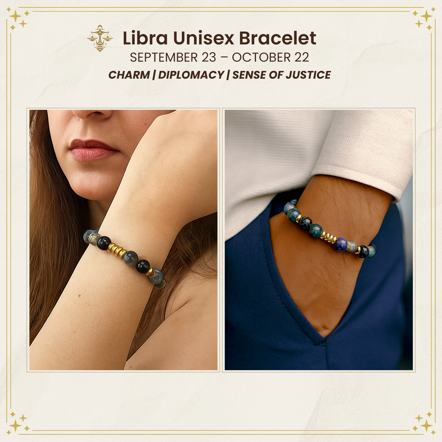Libra Zodiac Gemstone Bracelet