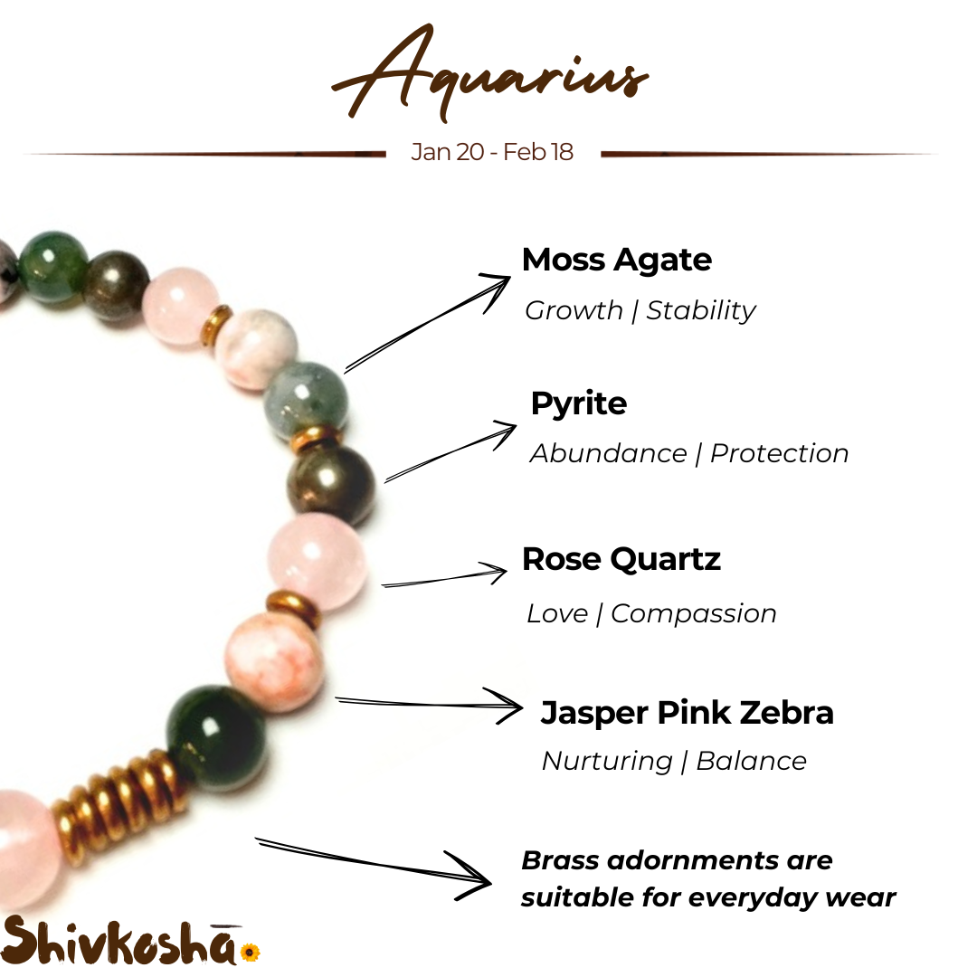 Aquarius Zodiac Gemstone Bracelet