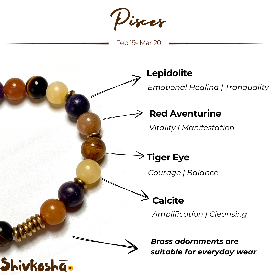 Pisces Zodiac Gemstone Bracelet