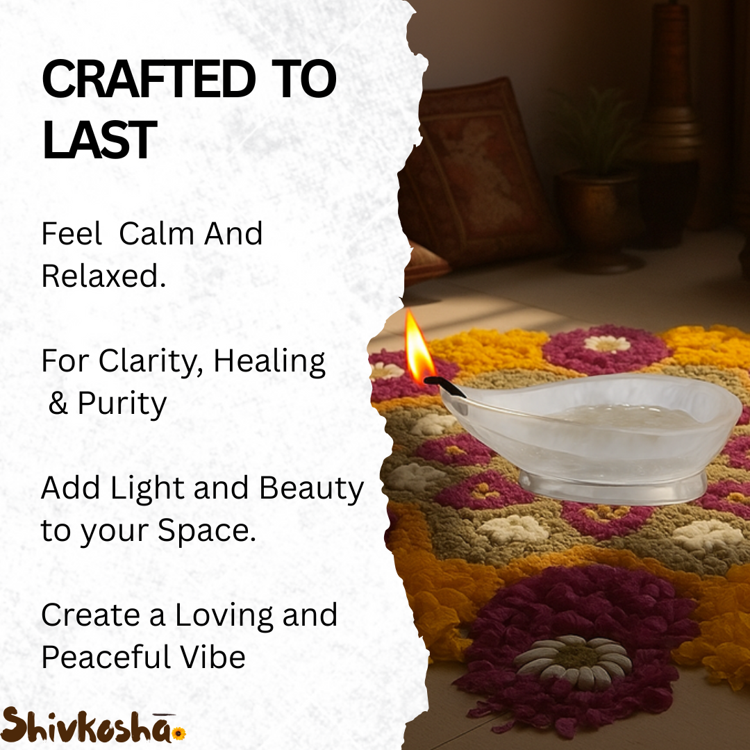 Clear Quartz Diya – Soothing Glow for Purity, Light & Clarity