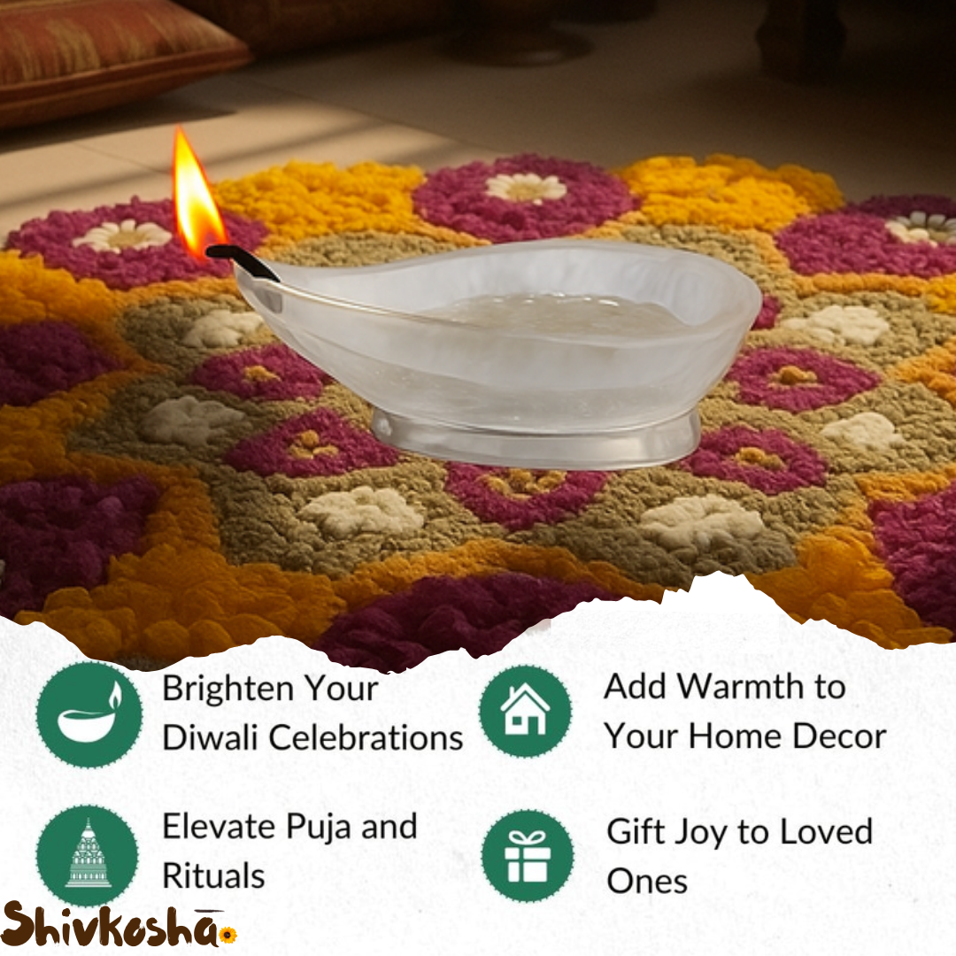 Clear Quartz Diya – Soothing Glow for Purity, Light & Clarity