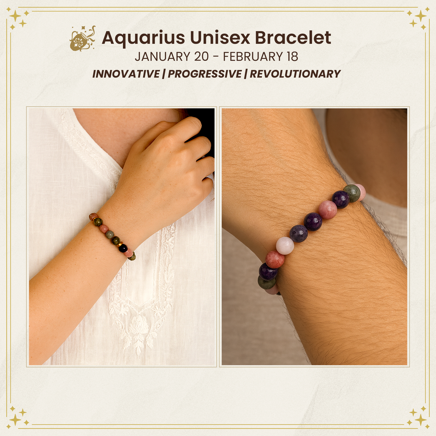 Aquarius Zodiac Gemstone Bracelet