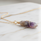 Amethyst Crystal Pendant with Gold-Tone Chain