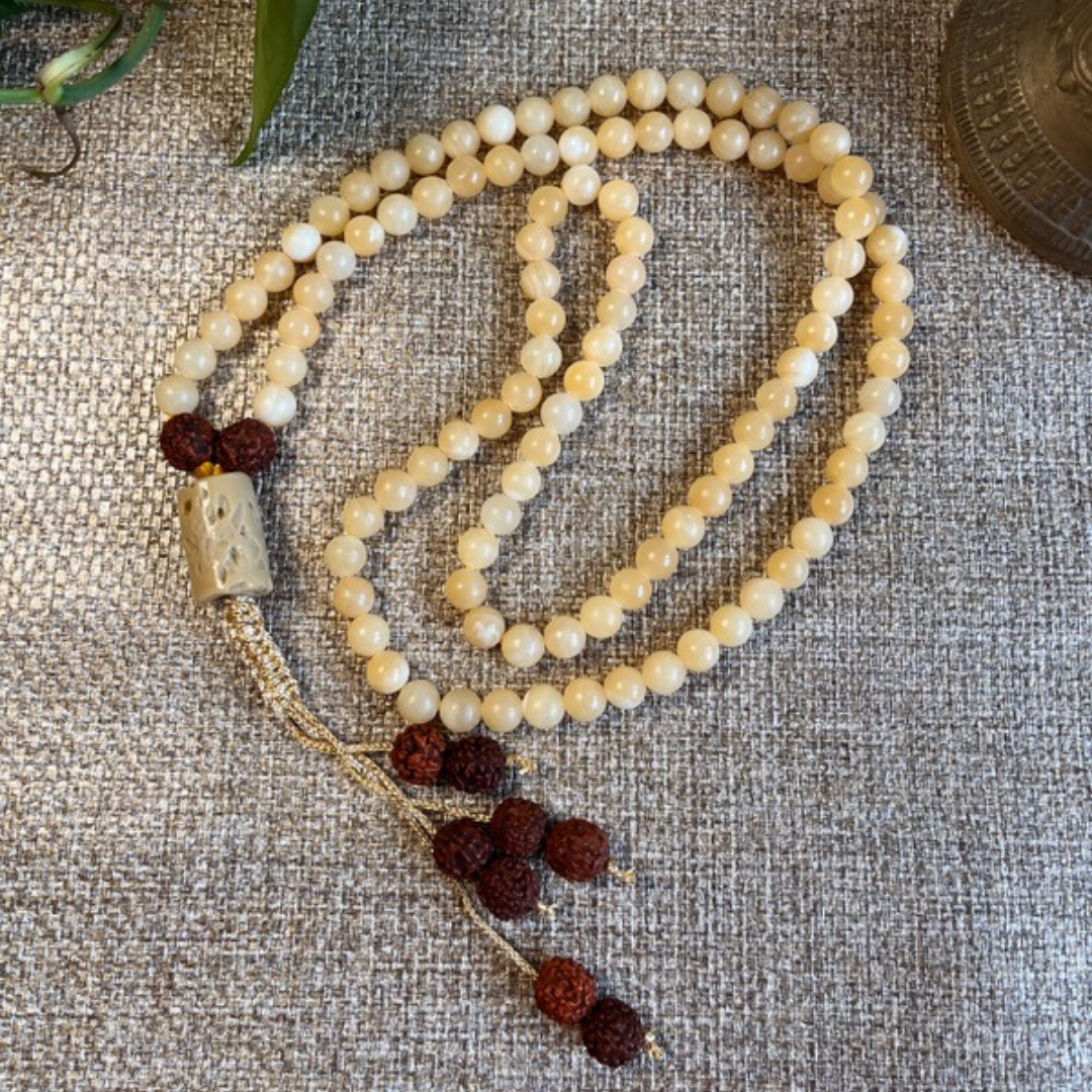 Yellow Calcite Japa Mala For Positivity,Confidence & Clarity
