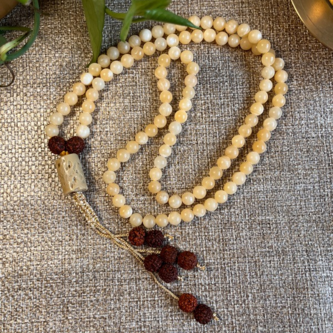 Yellow Calcite Japa Mala For Positivity,Confidence & Clarity