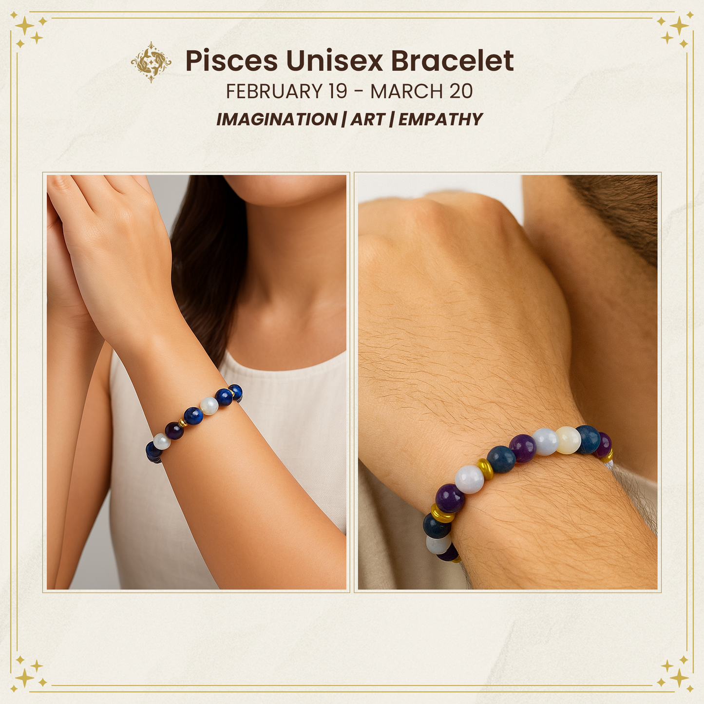 Pisces Zodiac Gemstone Bracelet