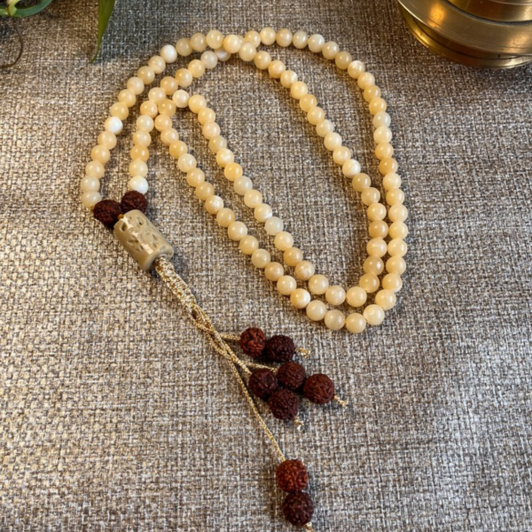 Yellow Calcite Japa Mala For Positivity,Confidence & Clarity