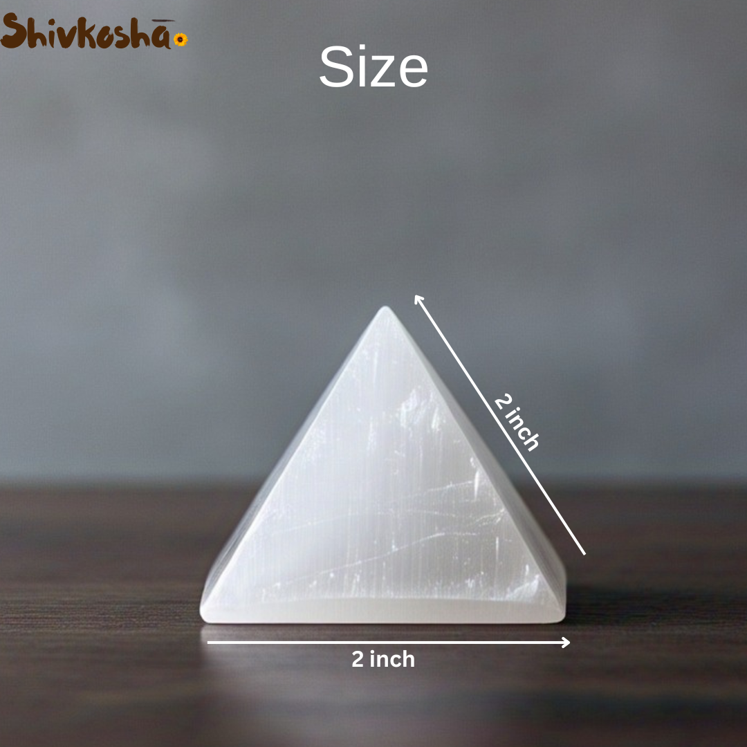 Natural Selenite Crystal Pyramid for Positive Energy, Vastu, Reiki and Chakra Healing