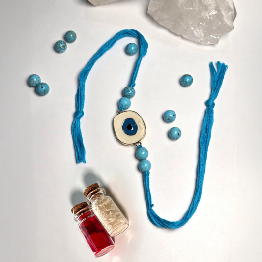 Turquoise Evil Eye Bracelet Rakhi for Protection & Healing