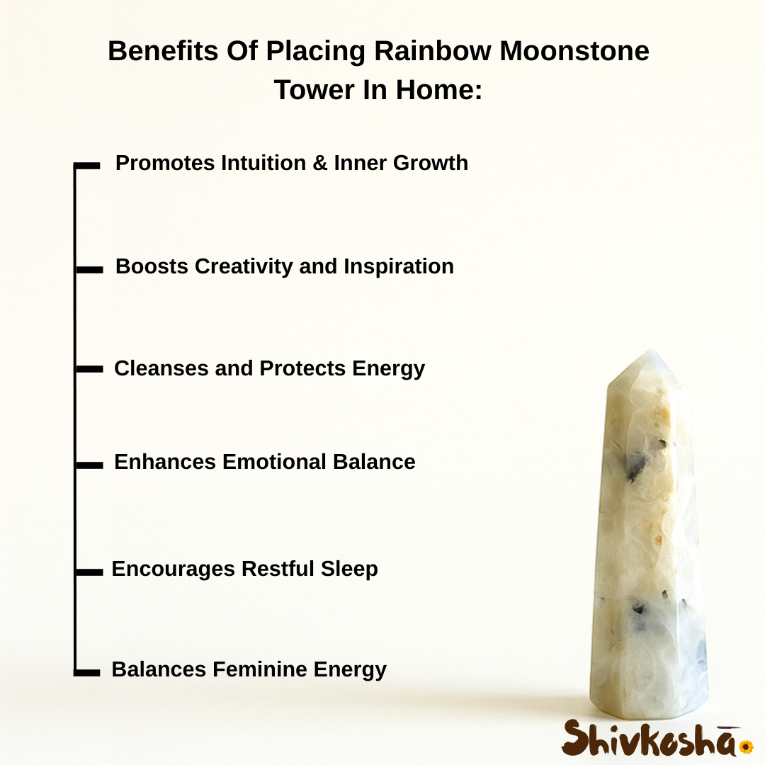 Natural Rainbow Moonstone Tower – Stone of New Beginnings, Intuition & Inner Peace