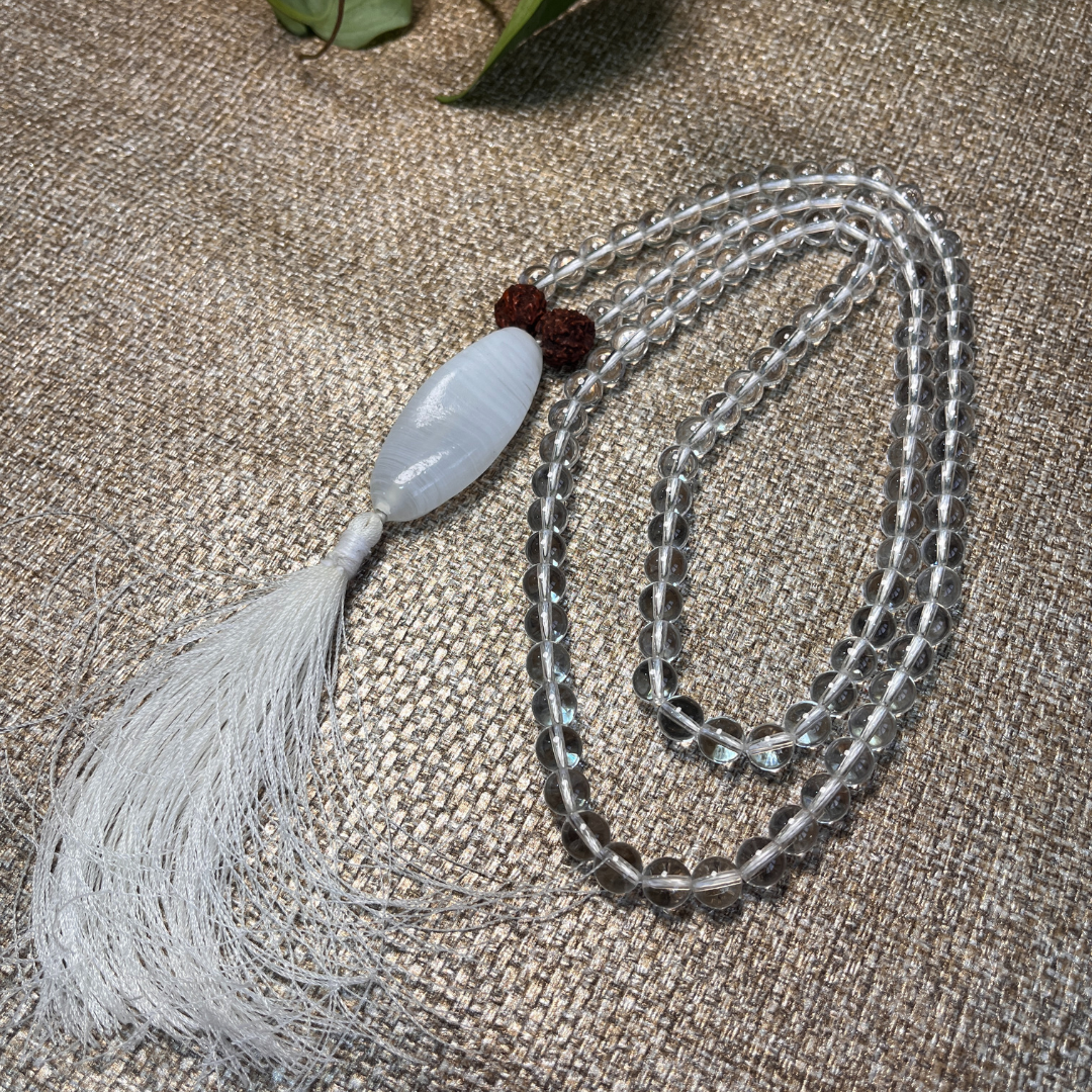 Clear Quartz Japa Mala For Clarity, Amplification & Purity