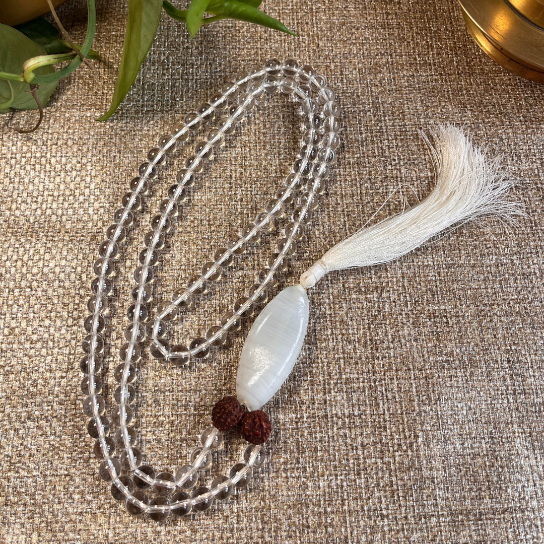 Clear Quartz Japa Mala For Clarity, Amplification & Purity
