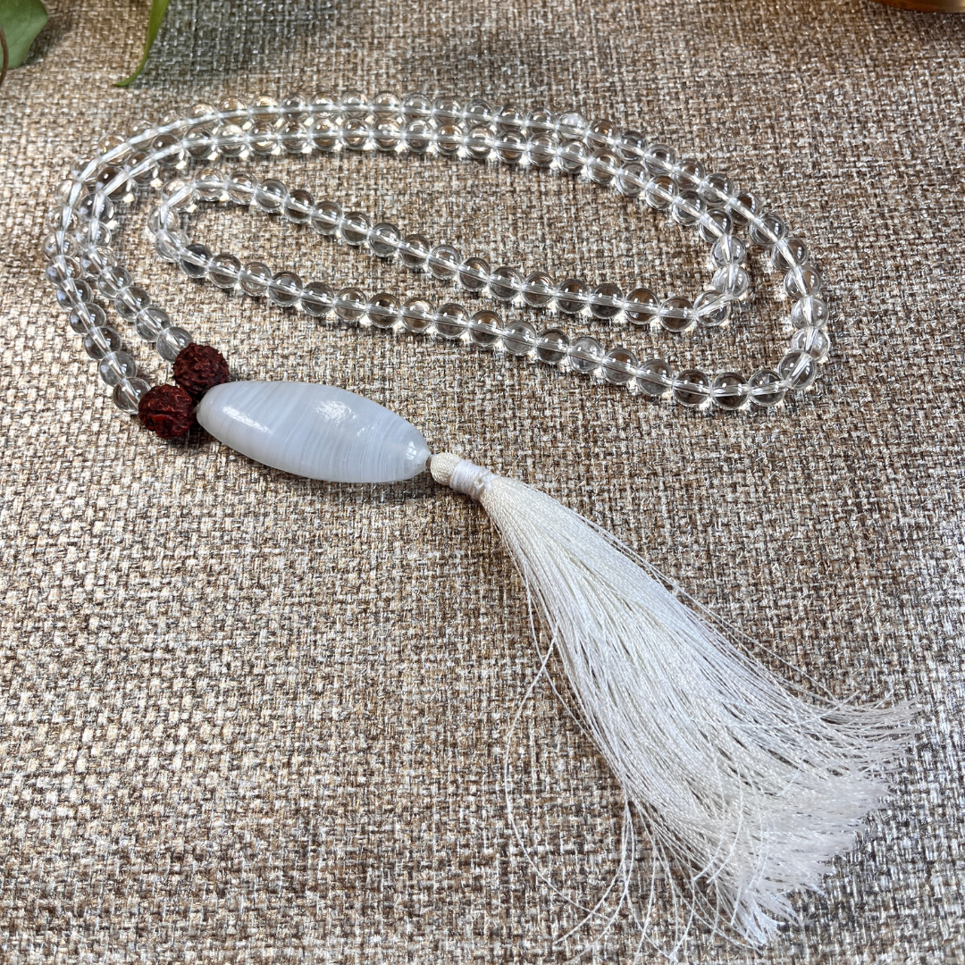Clear Quartz Japa Mala For Clarity, Amplification & Purity