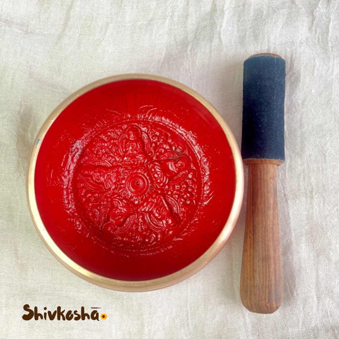 Red Tibetan Singing Bowl – Handcrafted Sound Healing Instrument