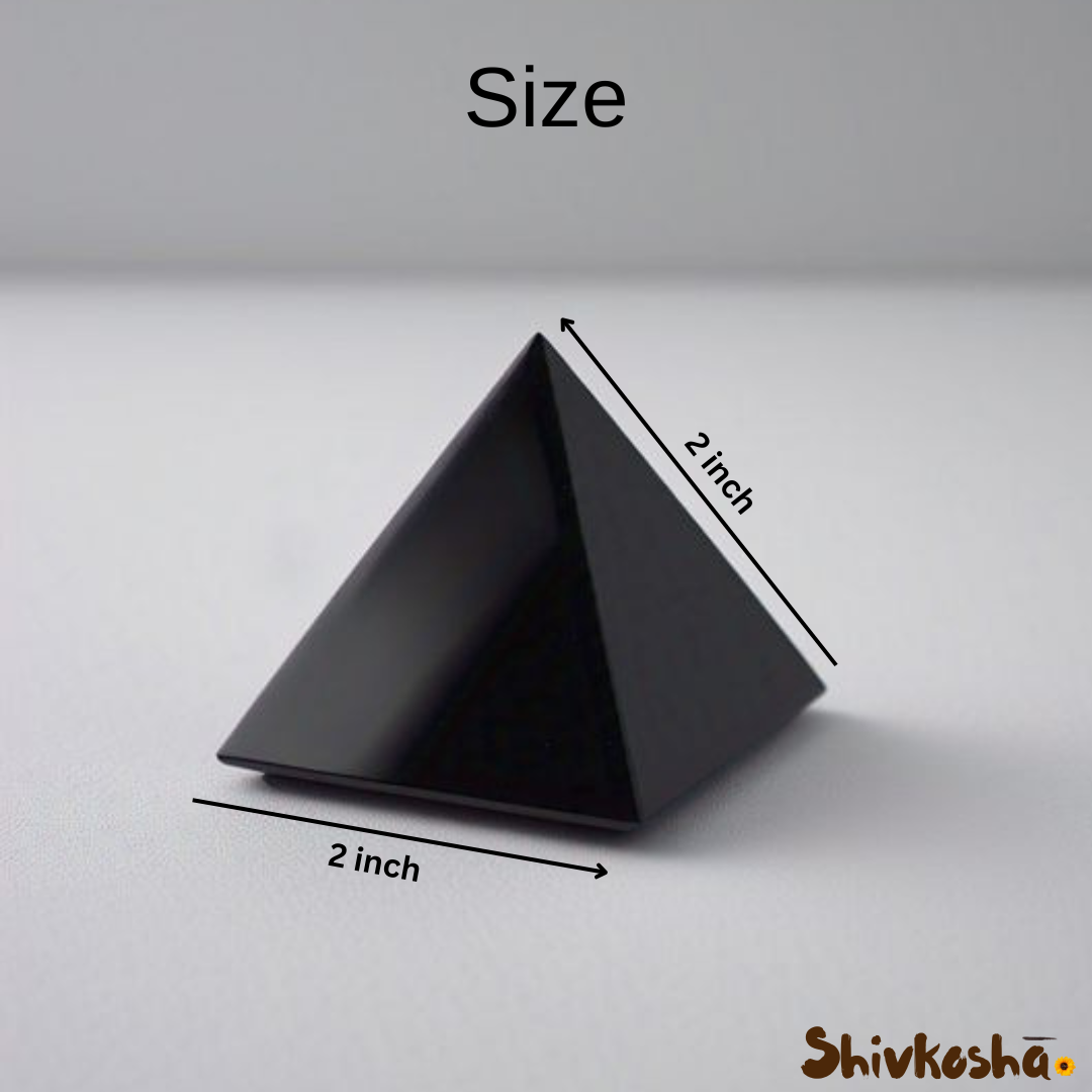 Natural Black Agate Pyramid - Protection, Energy & Healing for Home Decor, Reiki & Vastu