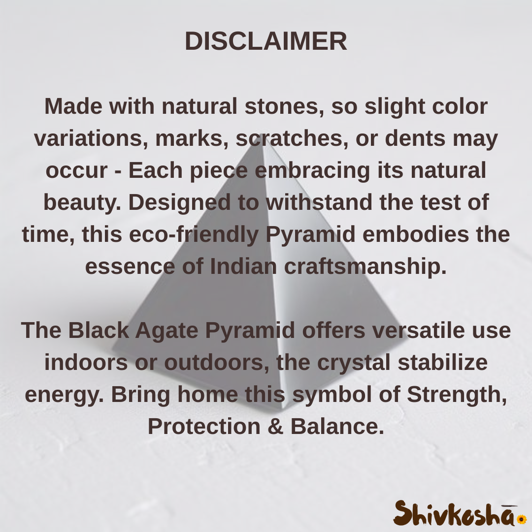 Natural Black Agate Pyramid - Protection, Energy & Healing for Home Decor, Reiki & Vastu