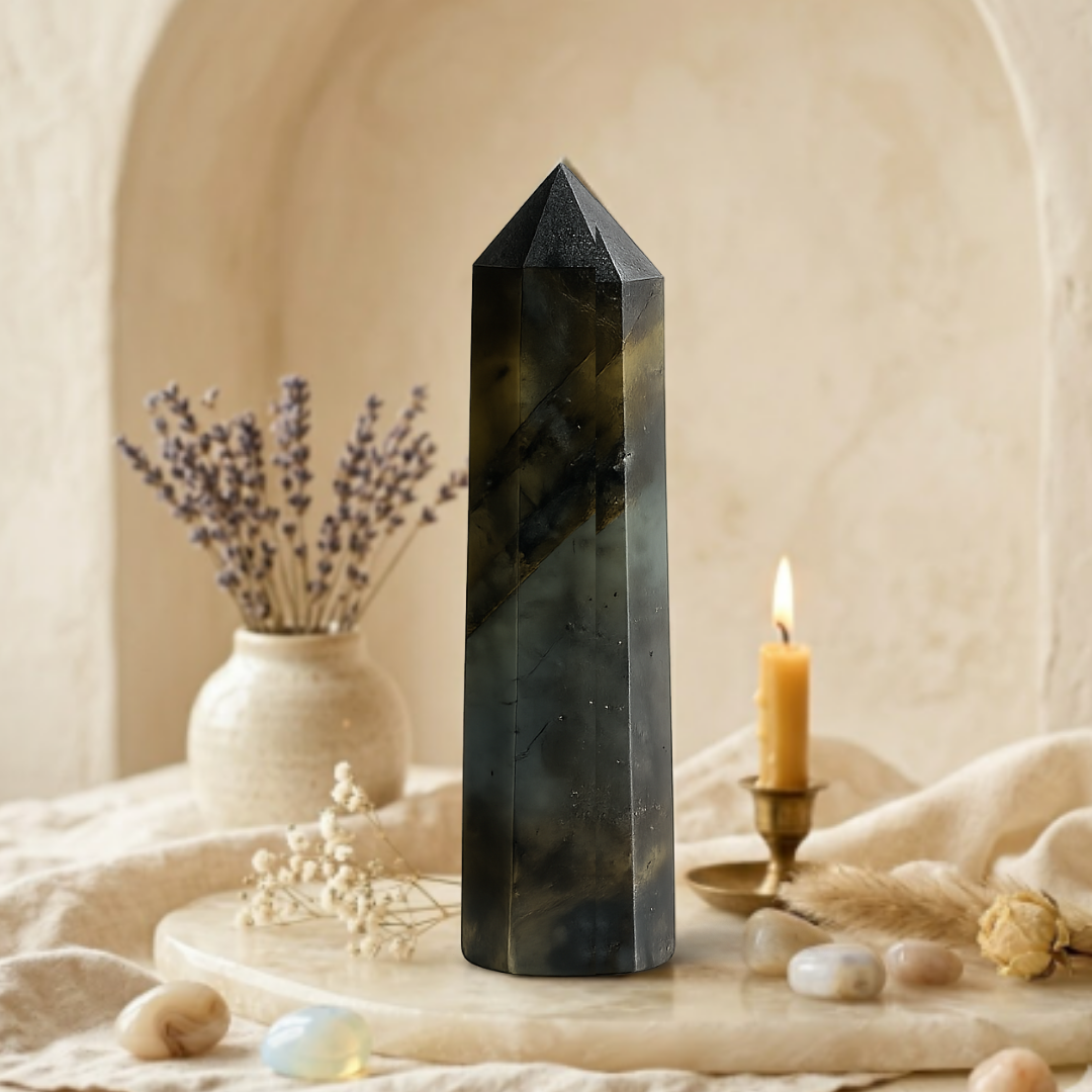 Mystic Labradorite Tower – Stone of Transformation, Enhance Inner Strength & Protection