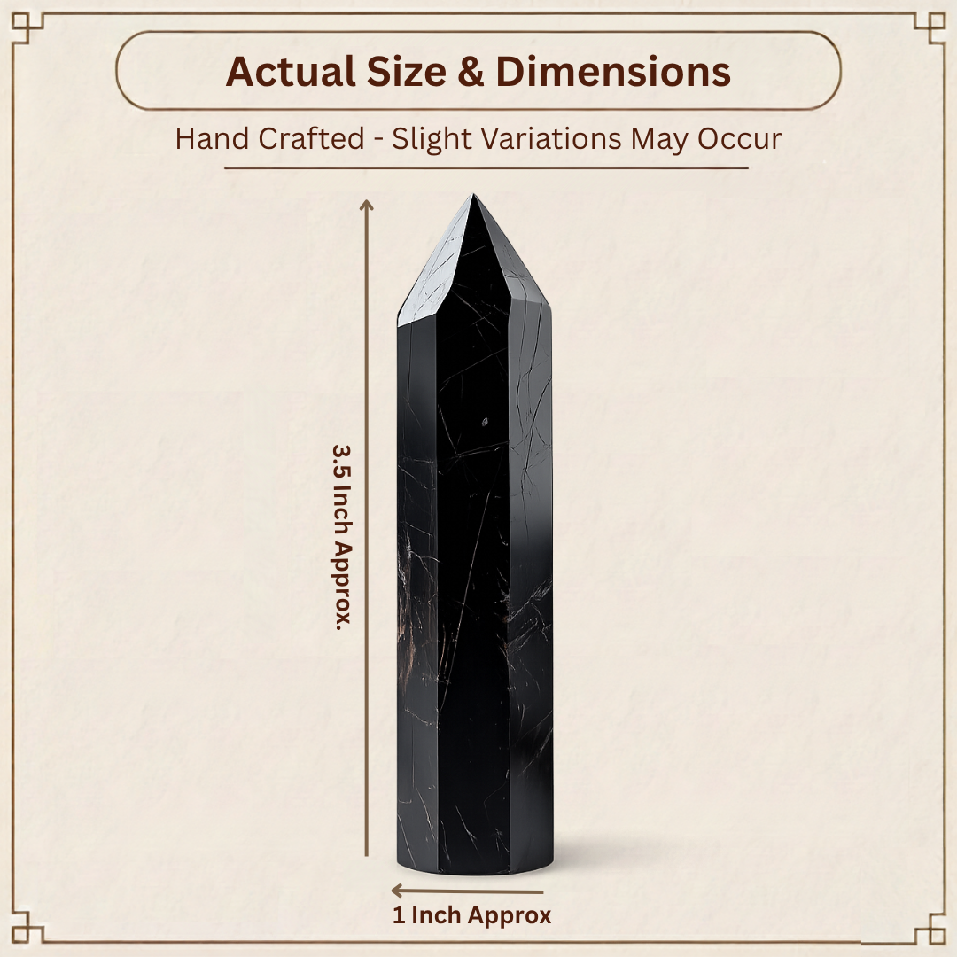 Natural Black Tourmaline Tower for Energy Protection, Grounding, and Negative Vibes Removal