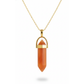 Orange Carnelian Crystal Pendant with Gold-Tone Chain