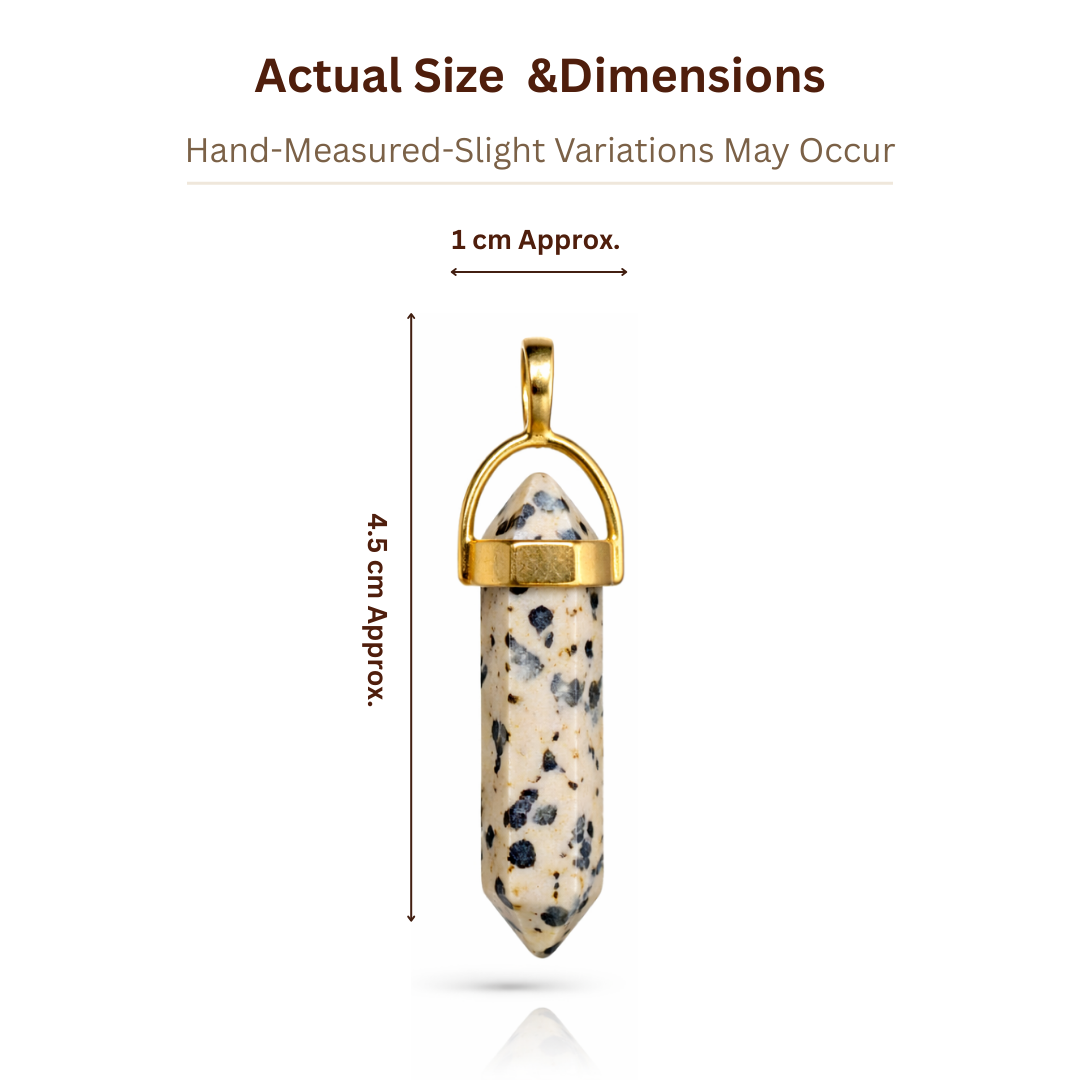 Dalmation Jasper Crystal Pendant with Gold-Tone Chain
