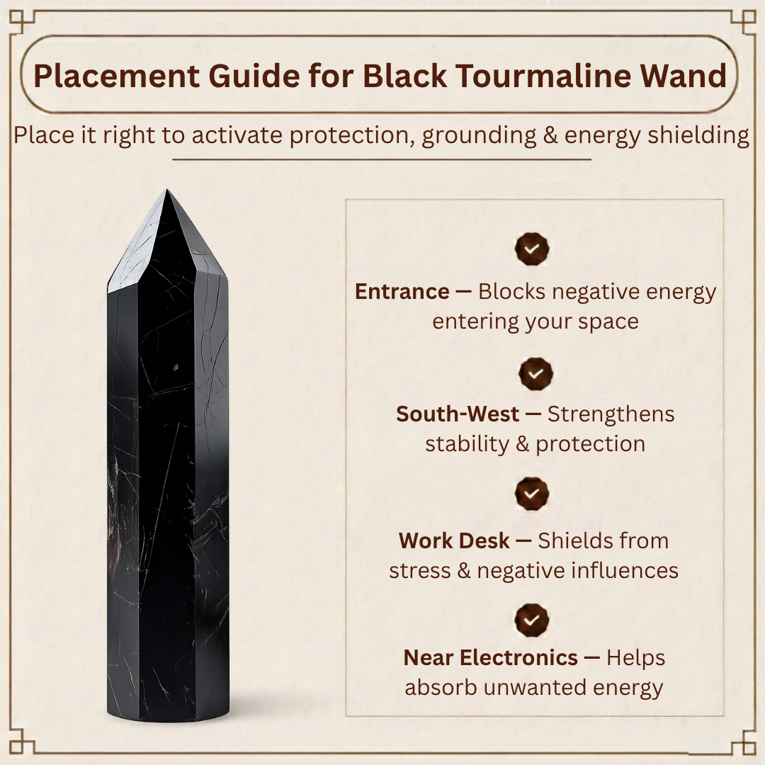 Natural Black Tourmaline Tower for Energy Protection, Grounding, and Negative Vibes Removal