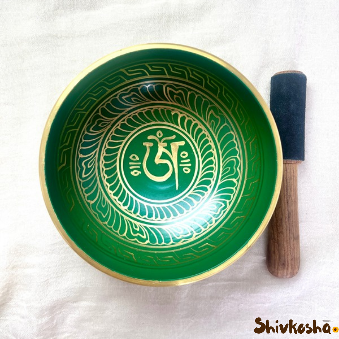 Green Tibetan Singing Bowl – Handcrafted Sound Healing Instrument
