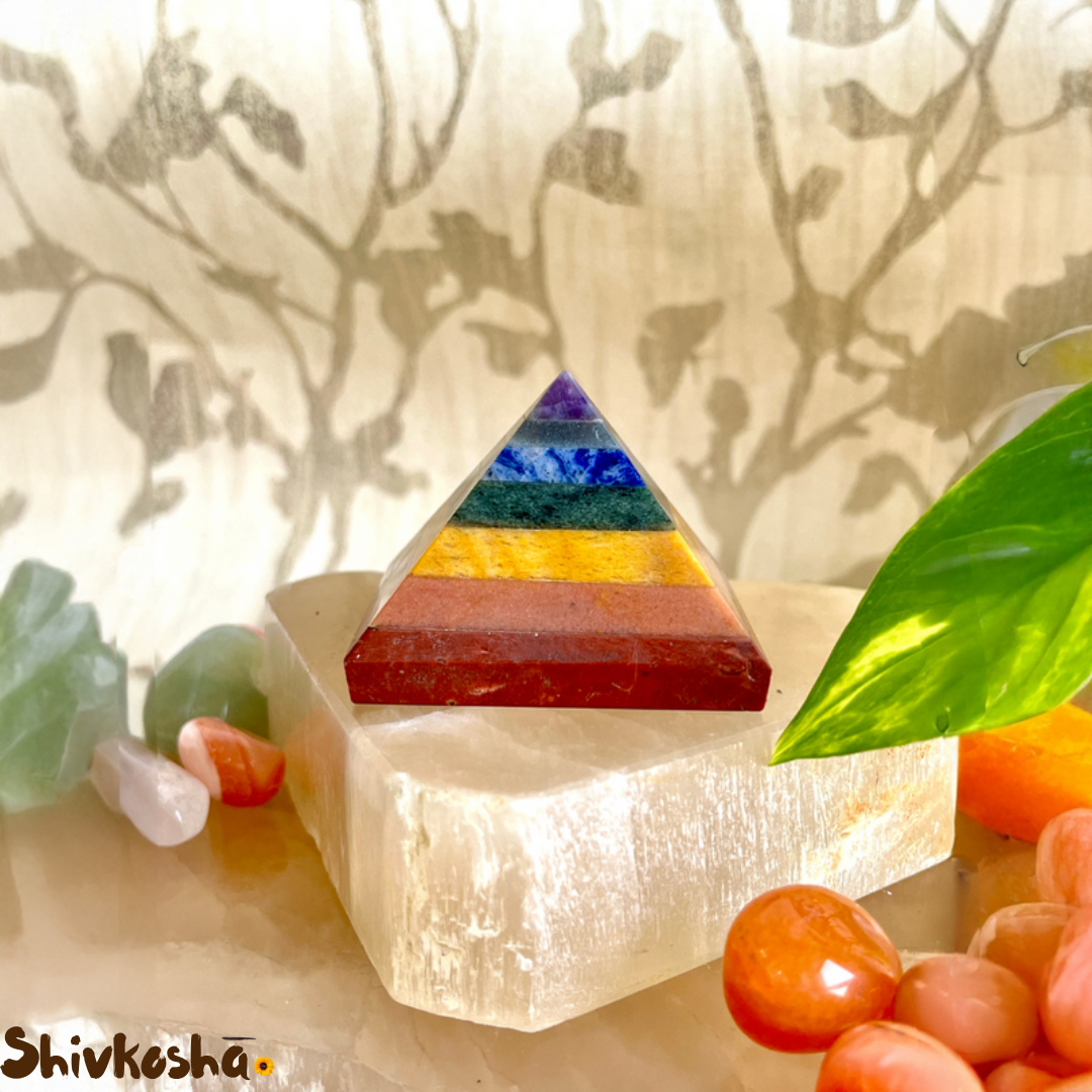 Natural 7 Chakra Pyramid – Natural Healing Crystal Pyramid for Energy, Vastu, and Meditation