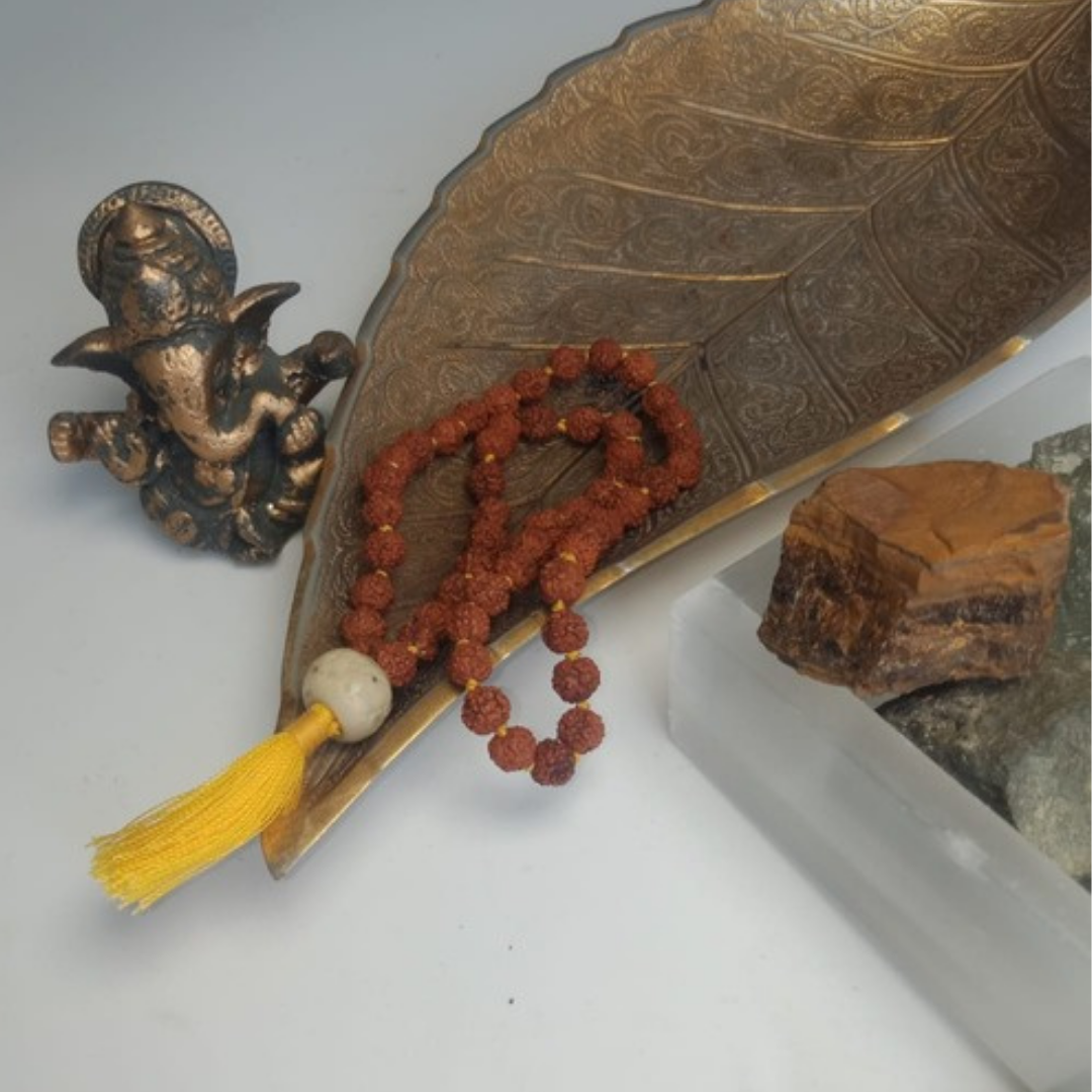 Natural Rudraksha Japa Mala For Devotion, Spiritual Clarity & Protection (54 Beads)