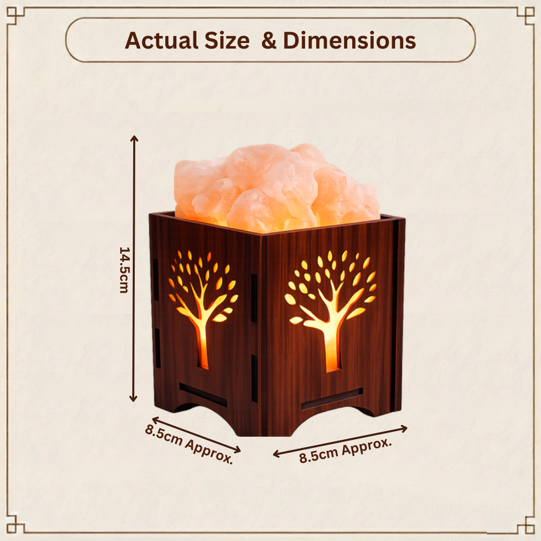 Himalayan Salt Lamp – Natural Crystal Glow in Wooden Tree Design