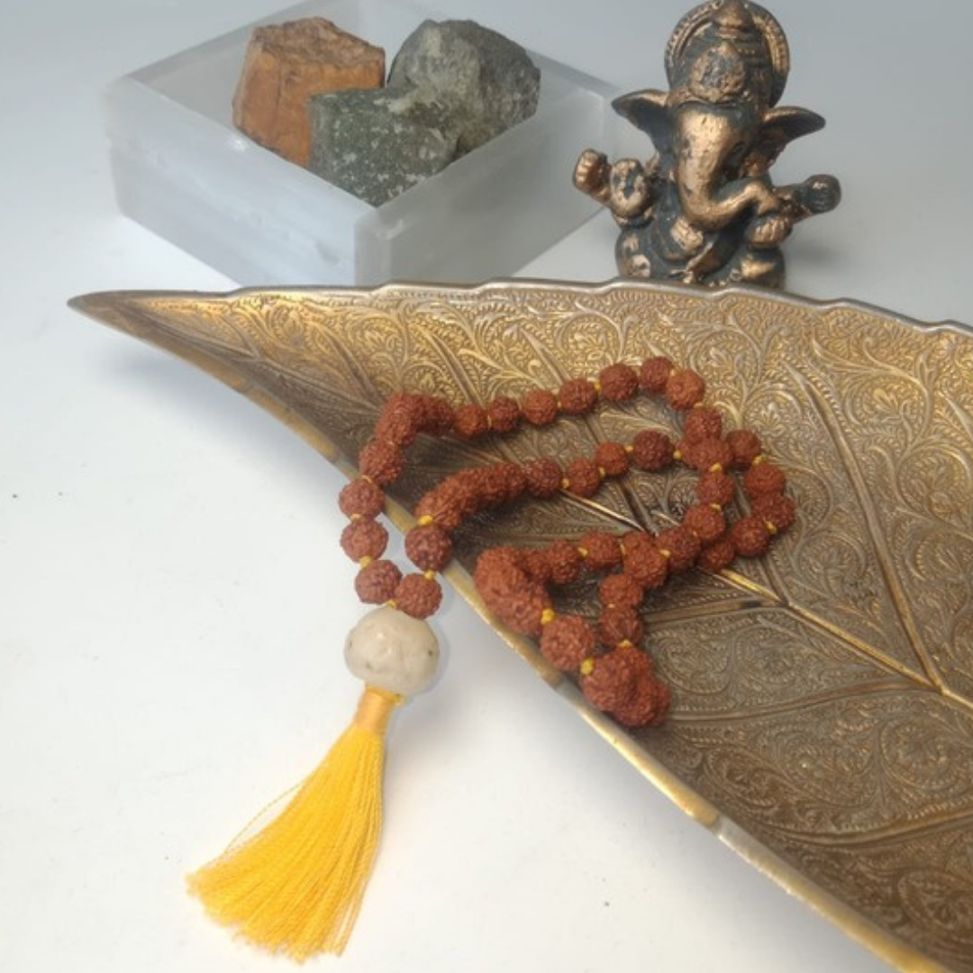 Natural Rudraksha Japa Mala For Devotion, Spiritual Clarity & Protection (54 Beads)