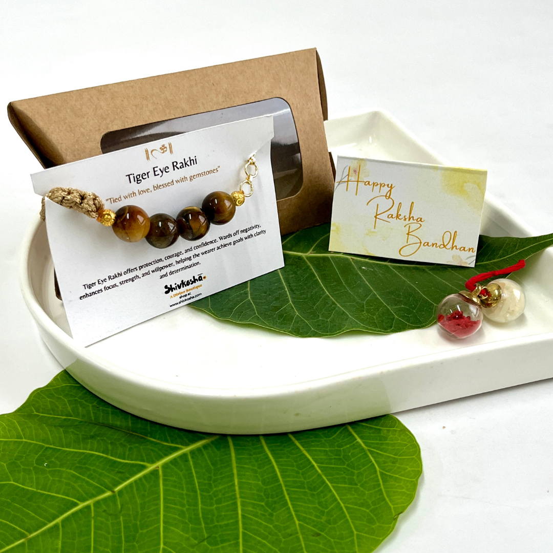 Bold Tiger Eye Rakhi – 12mm Beads for Strength & Protection