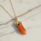 Orange Carnelian Crystal Pendant with Gold-Tone Chain