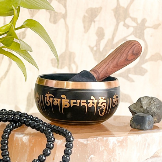 Black Tibetan Singing Bowl – Handcrafted Sound Healing Instrument
