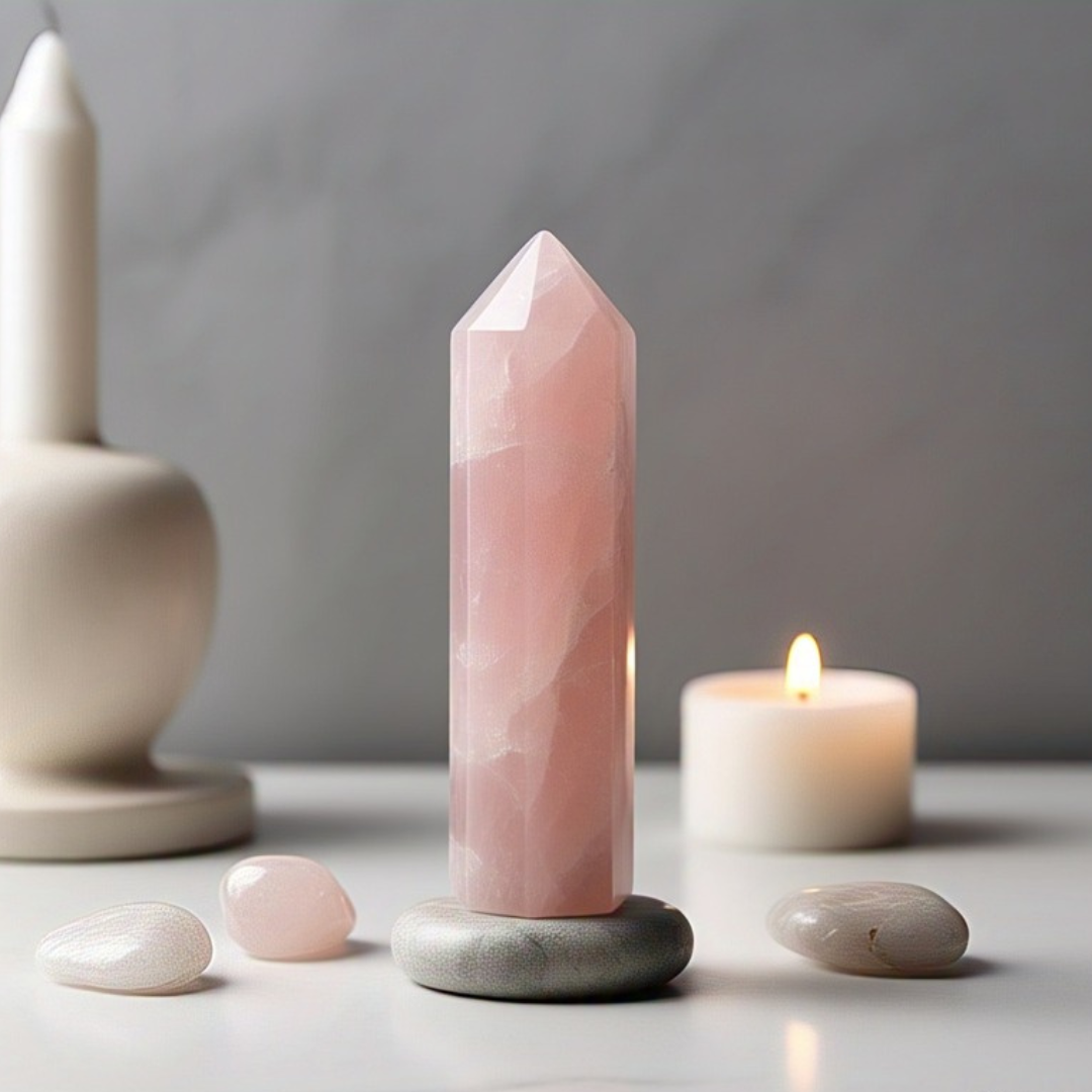 Natural Rose Quartz Tower – Crystal of Love, Harmony, Healing & Positive Energy for Home Decor
