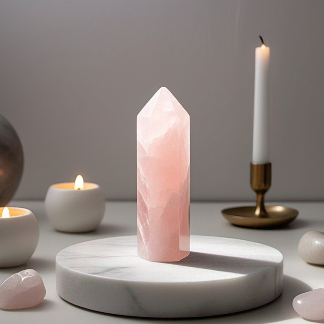 Natural Rose Quartz Tower – Crystal of Love, Harmony, Healing & Positive Energy for Home Decor