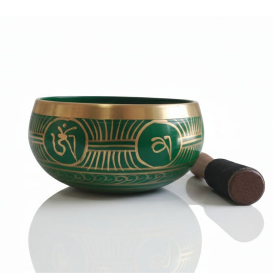 Green Tibetan Singing Bowl – Handcrafted Sound Healing Instrument