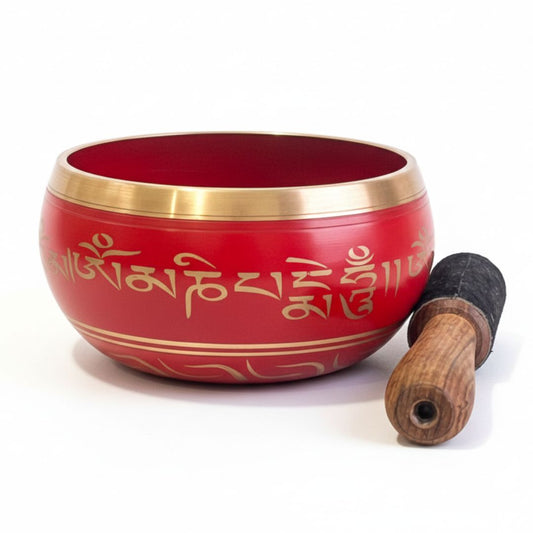 Red Tibetan Singing Bowl – Handcrafted Sound Healing Instrument