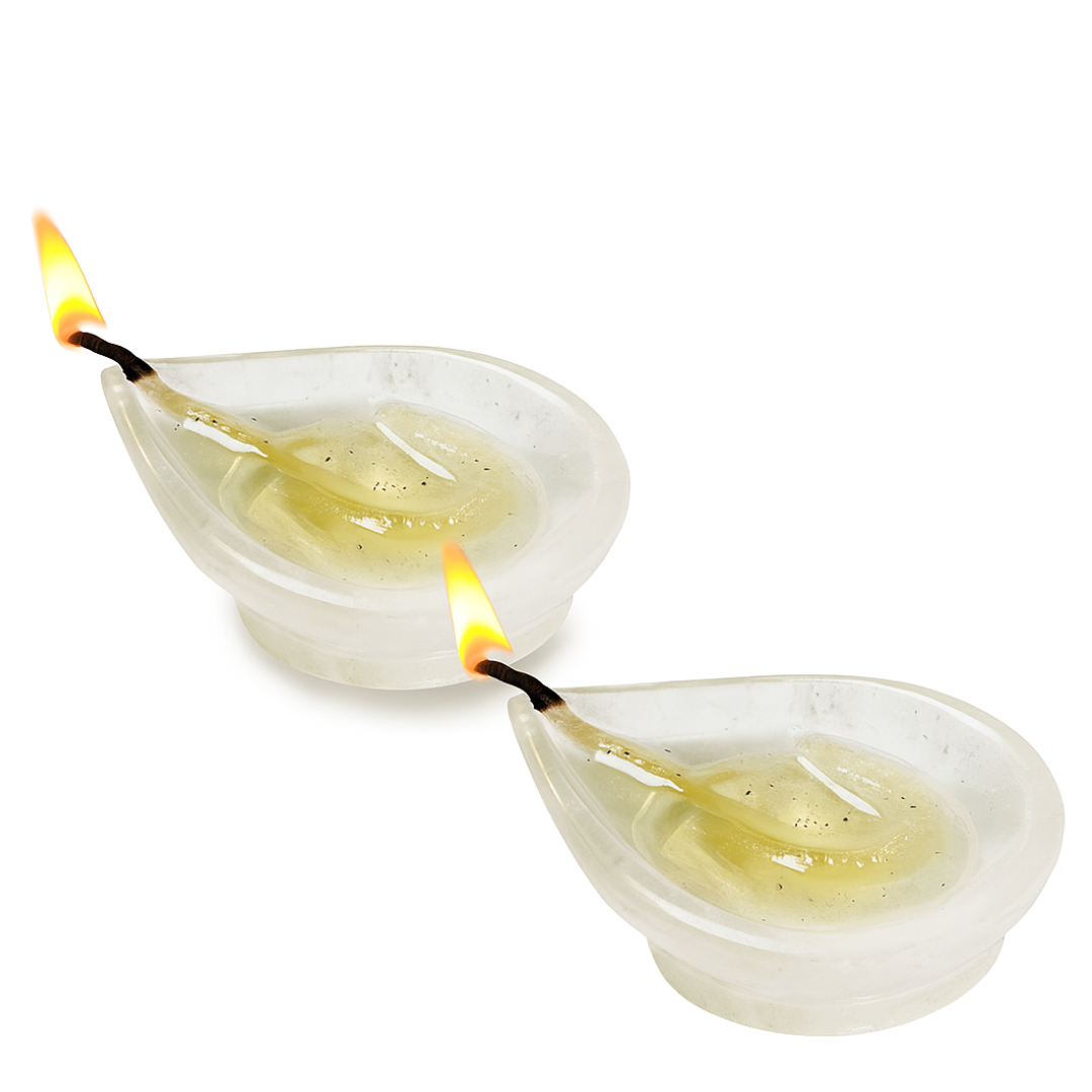 Clear Quartz Diya – Soothing Glow for Purity, Light & Clarity