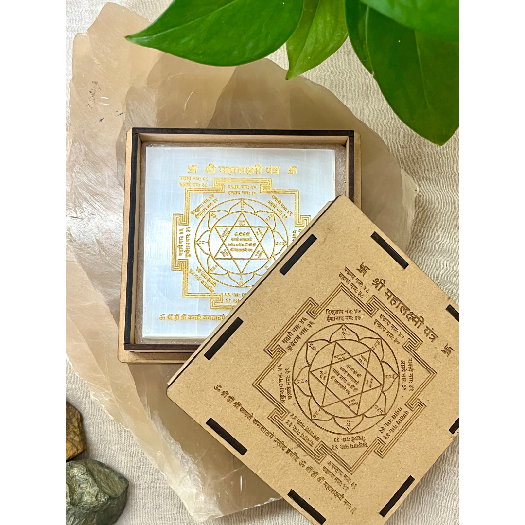 Selenite Crystal Mahalakshmi Yantra For The Ultimate Symbol of Wealth, Prosperity & Success