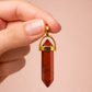 Red Jasper Crystal Pendant with Gold-Tone Chain