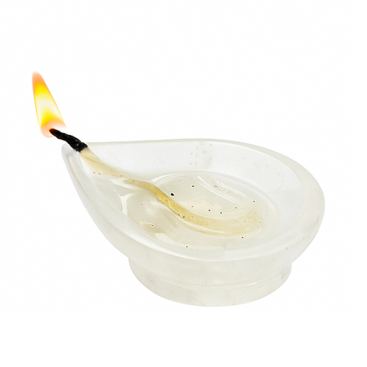 Clear Quartz Diya – Soothing Glow for Purity, Light & Clarity