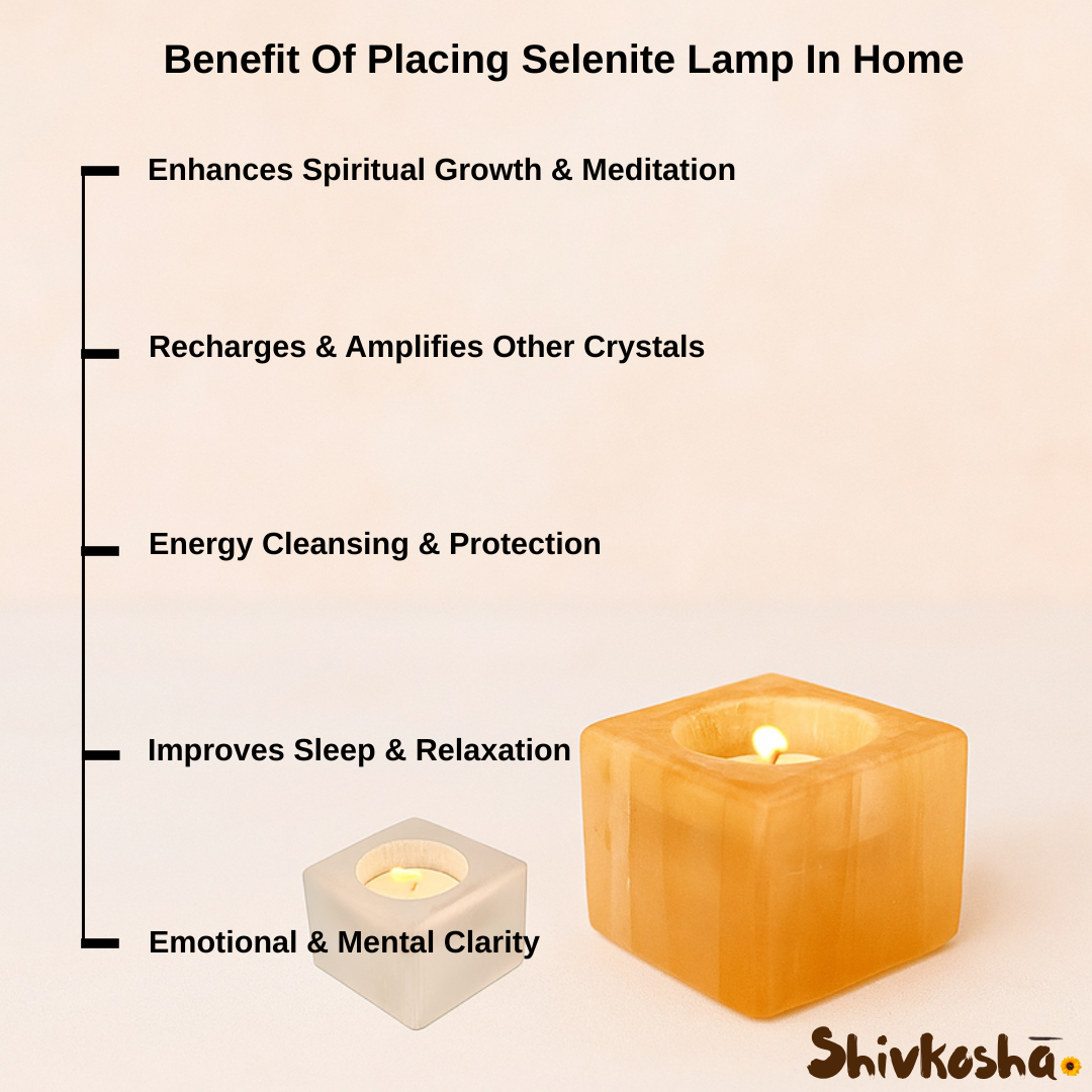 Natural Selenite Crystal Lamp For Positivity & Wellness