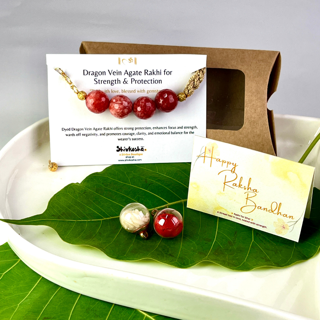 Dragon Vein Agate Rakhi – 12mm Beads for Strength & Protection