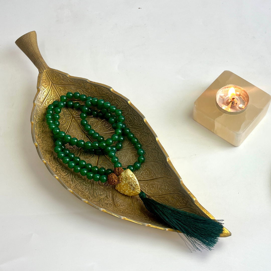 Green Onyx Japa Mala For Calmness, Clarity & Inner Strength