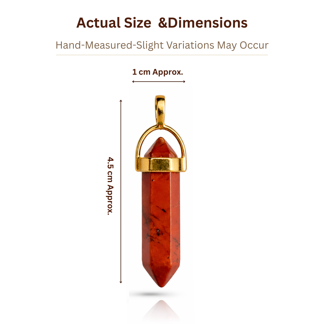 Red Jasper Crystal Pendant with Gold-Tone Chain